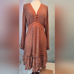 NWT Faherty Rust Floral Long Sleeve Dress